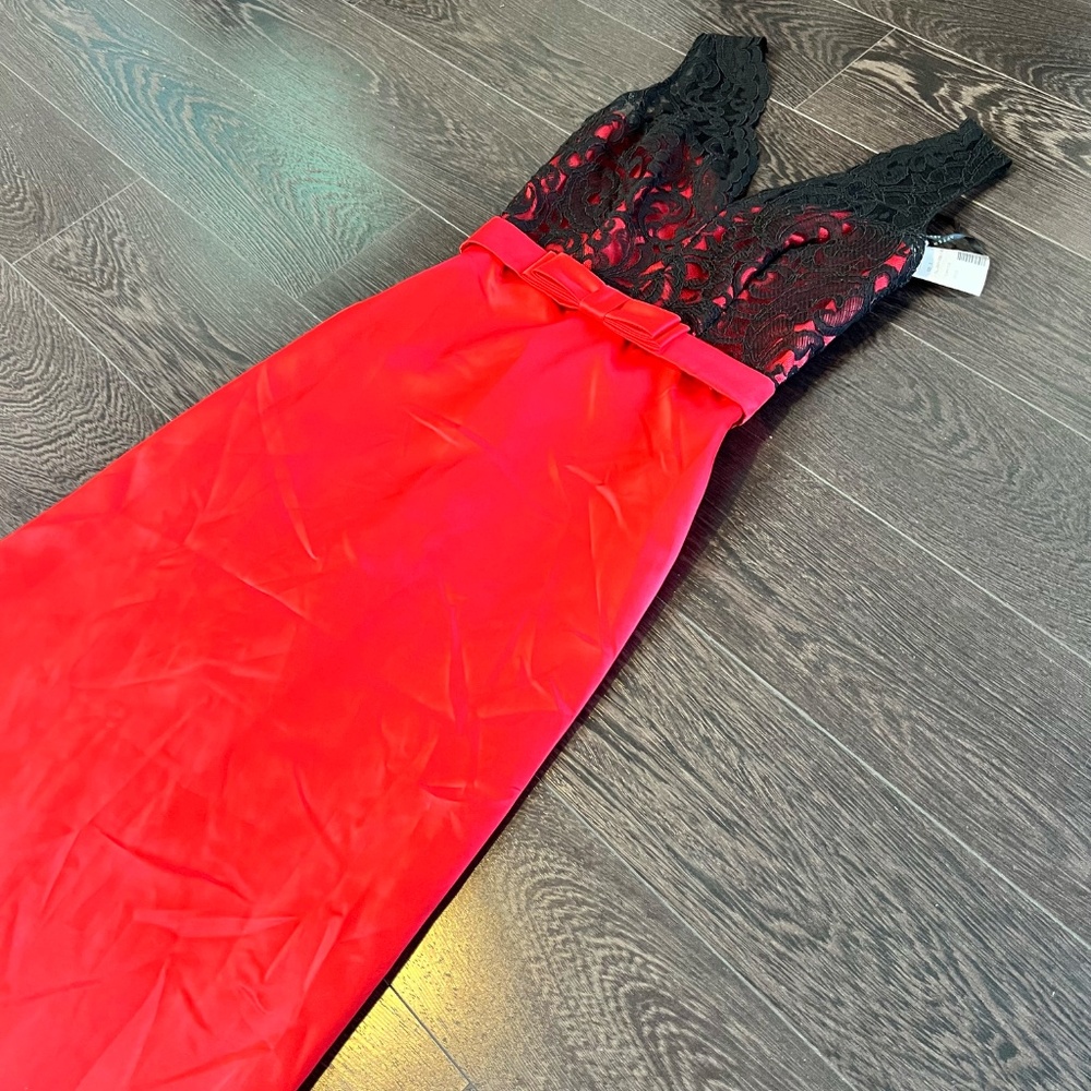 Red Lace And Satin Evening Gown Homecoming Prom Dress